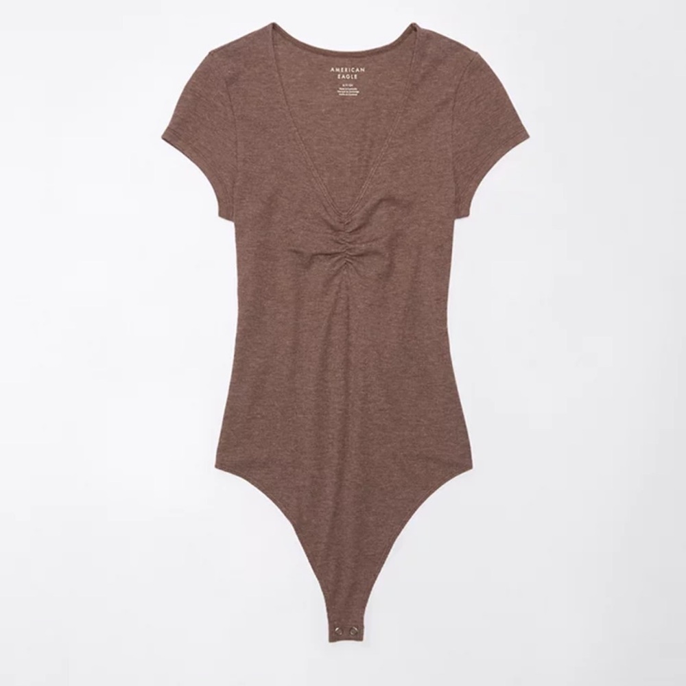 NWT AE Cinch Front Bodysuit size LARGE in brown